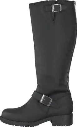 High Zip Back Black Shiny Silver