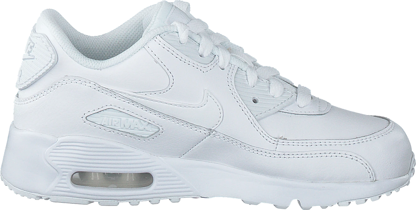 Nike Boys' Air Max 90 Leather Little Kids White/white 2 Nike Boys' Air Max 90 Leather Little Kids White/white - Image 2