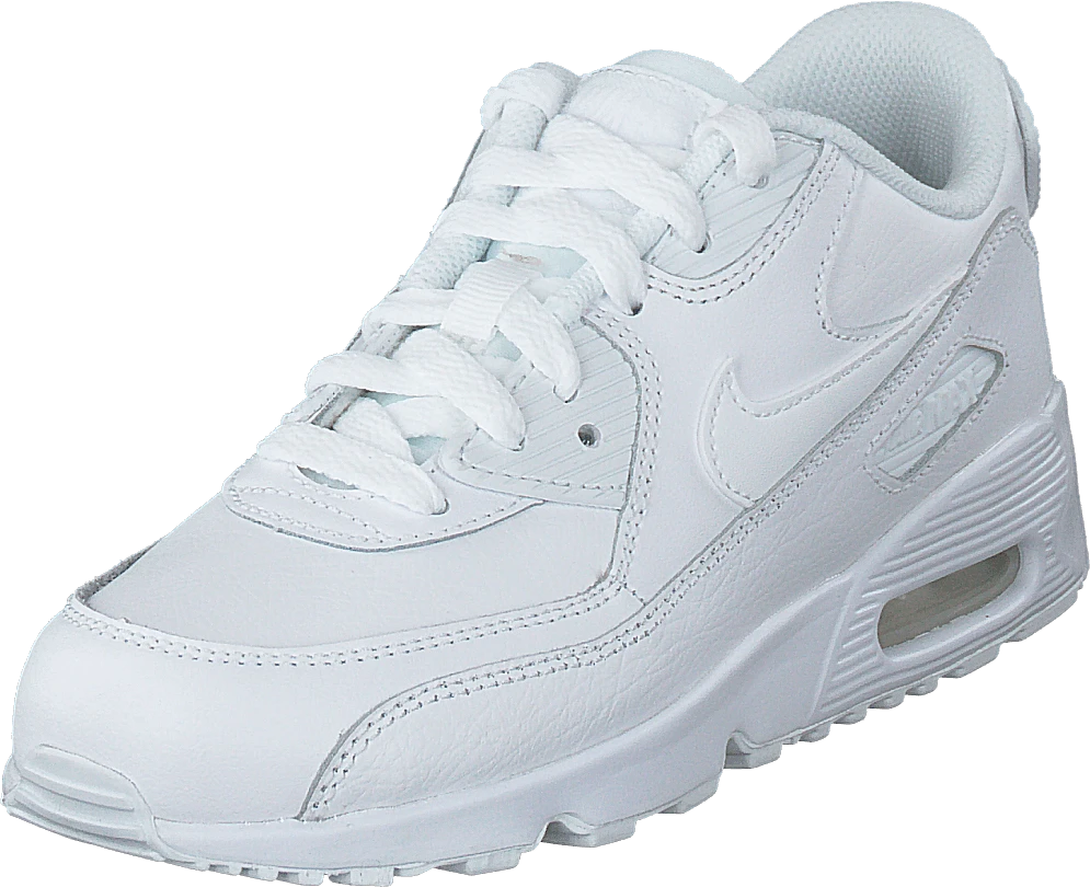 Nike Boys' Air Max 90 Leather Little Kids White/white 3 Nike Boys' Air Max 90 Leather Little Kids White/white - Image 3