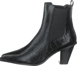 NA-KD Croc Pointy Block Heel Black