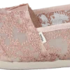 Toms Hibiscus Floral Lace Alprg Rose Gold Metallic